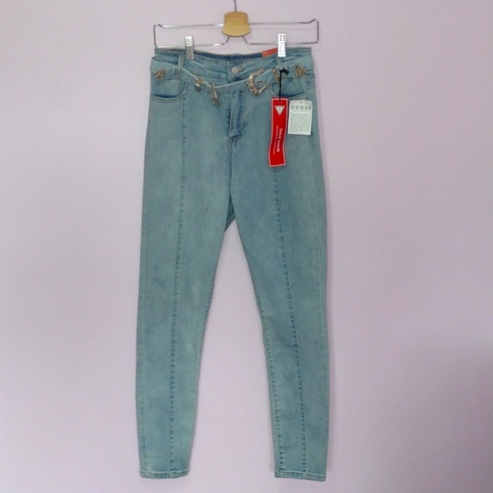 Guess HR Belted Skinny Jeans